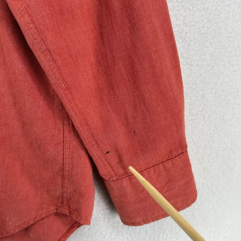 J.CREW Shirt Mens S Oxford Woven Button Up Long Sleeve Cotton Orange OCBD VTG HK